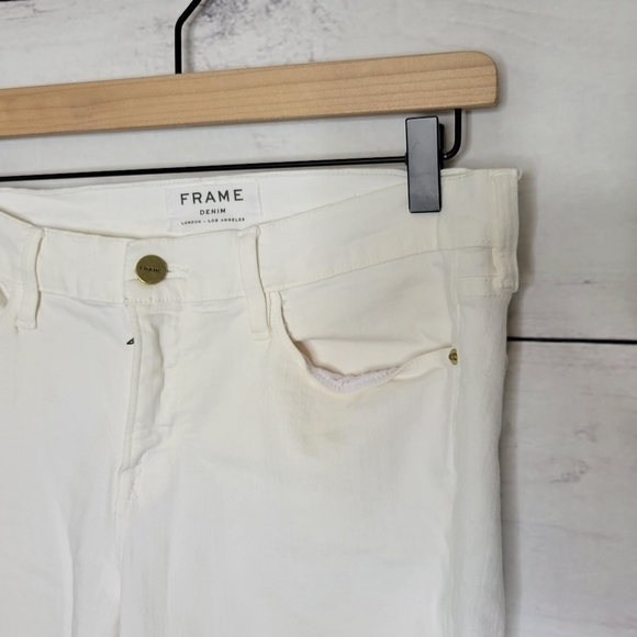 FRAME Le Skinny de Jeanne Crop White Denim Jeans Women's Size 31 Low Rise Skinny - Picture 3 of 14